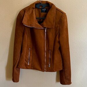 Tahari Women's Brown Faux Leather Jacket